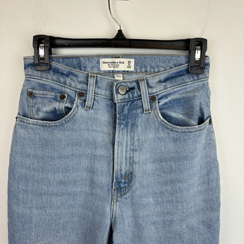 Abercrombie & Fitch The '90s Straight Ultra High Rise Jeans Womens Sz 25/ 0 Long